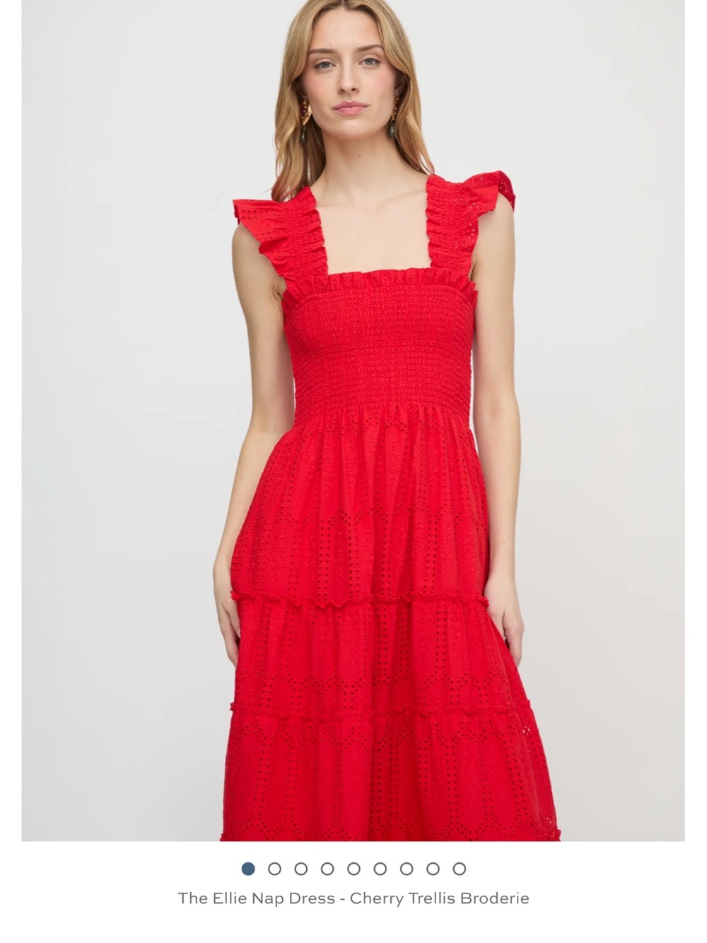 Hill House Nap Dress Red Tiered Eyelet Maxi Dress with Ruffle Straps